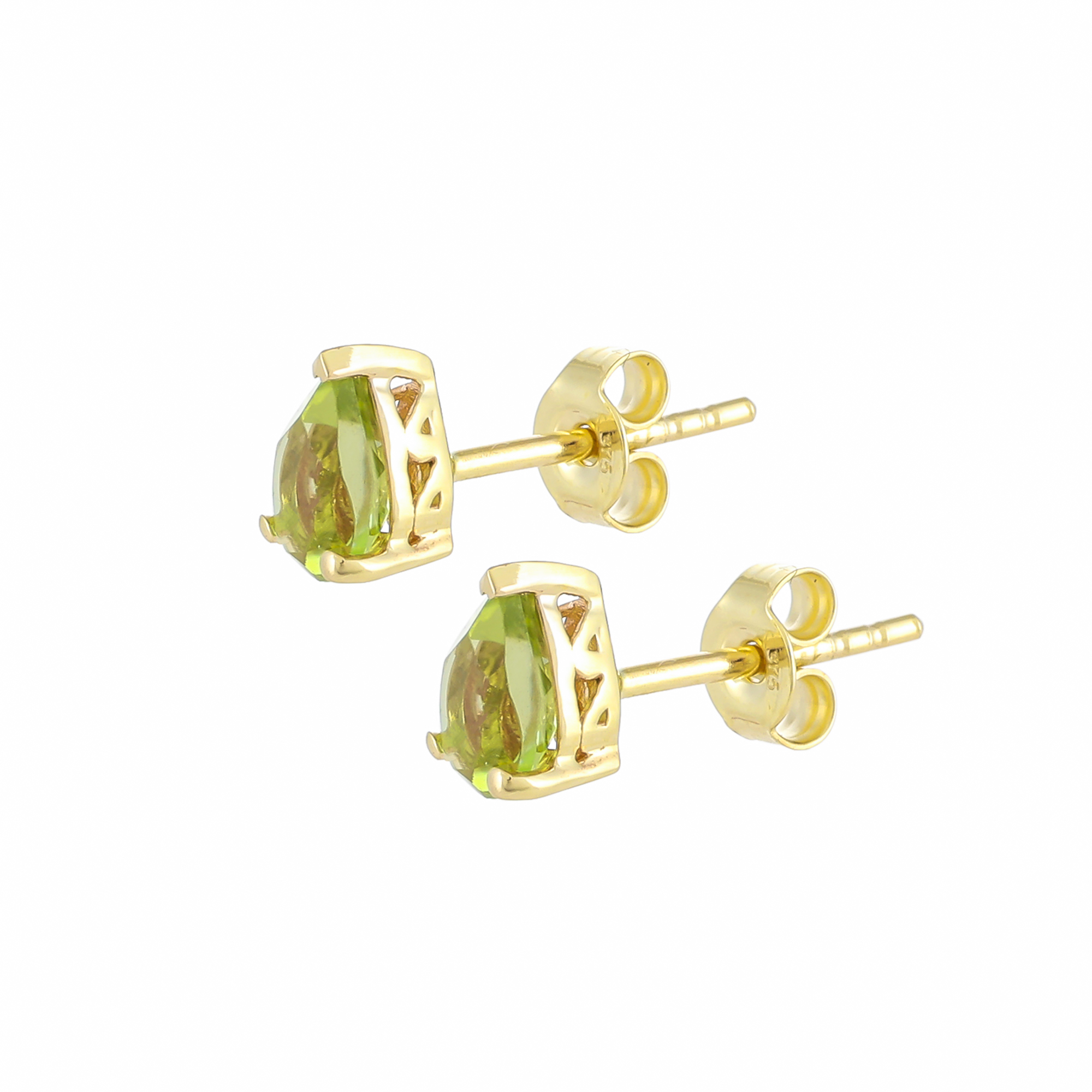 Boucles d'oreilles en or jaune 9 carats, Péridot BeauReal en pierres naturelles
