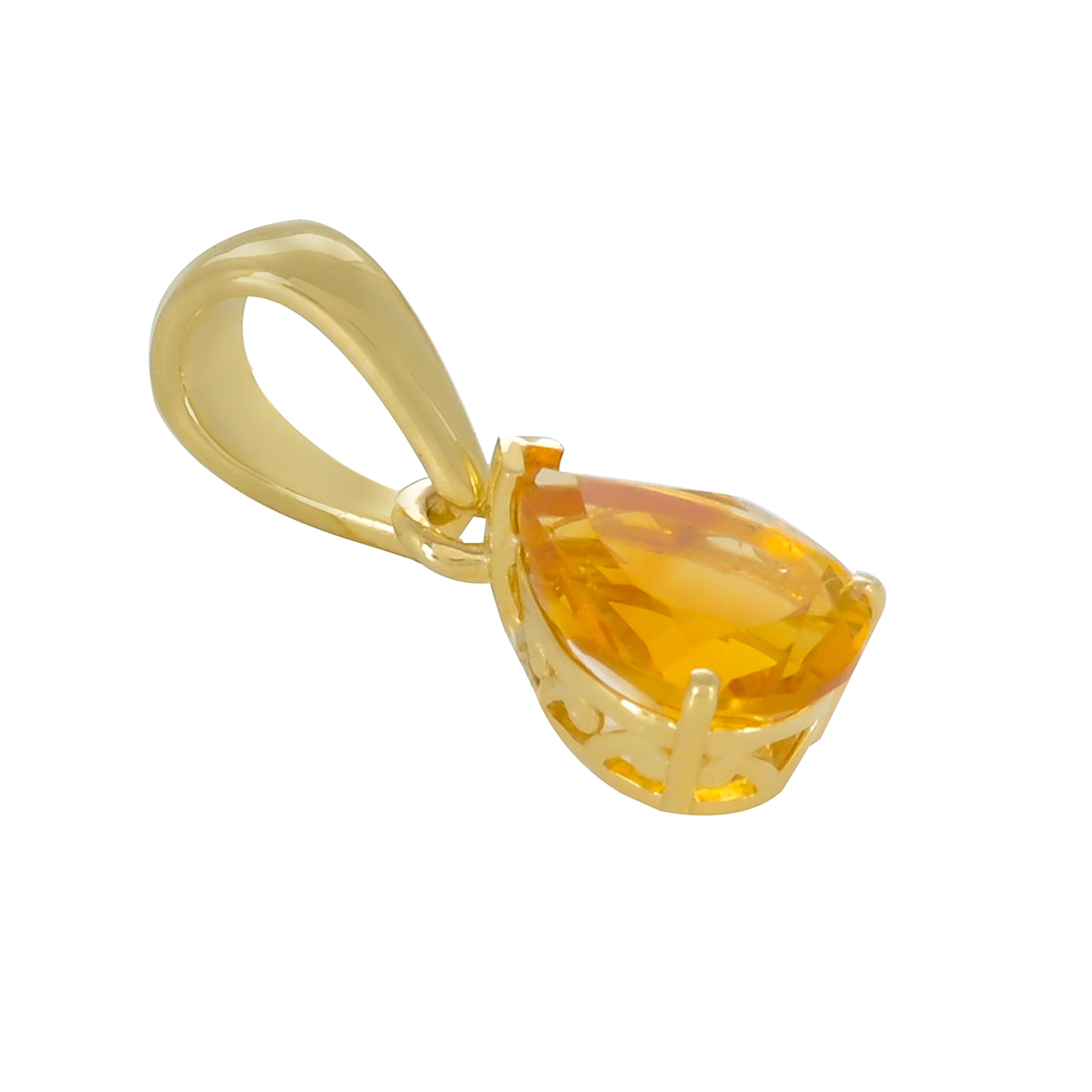 Pendentif en or 18 carats, Citrine BeauReal en pierres naturelles