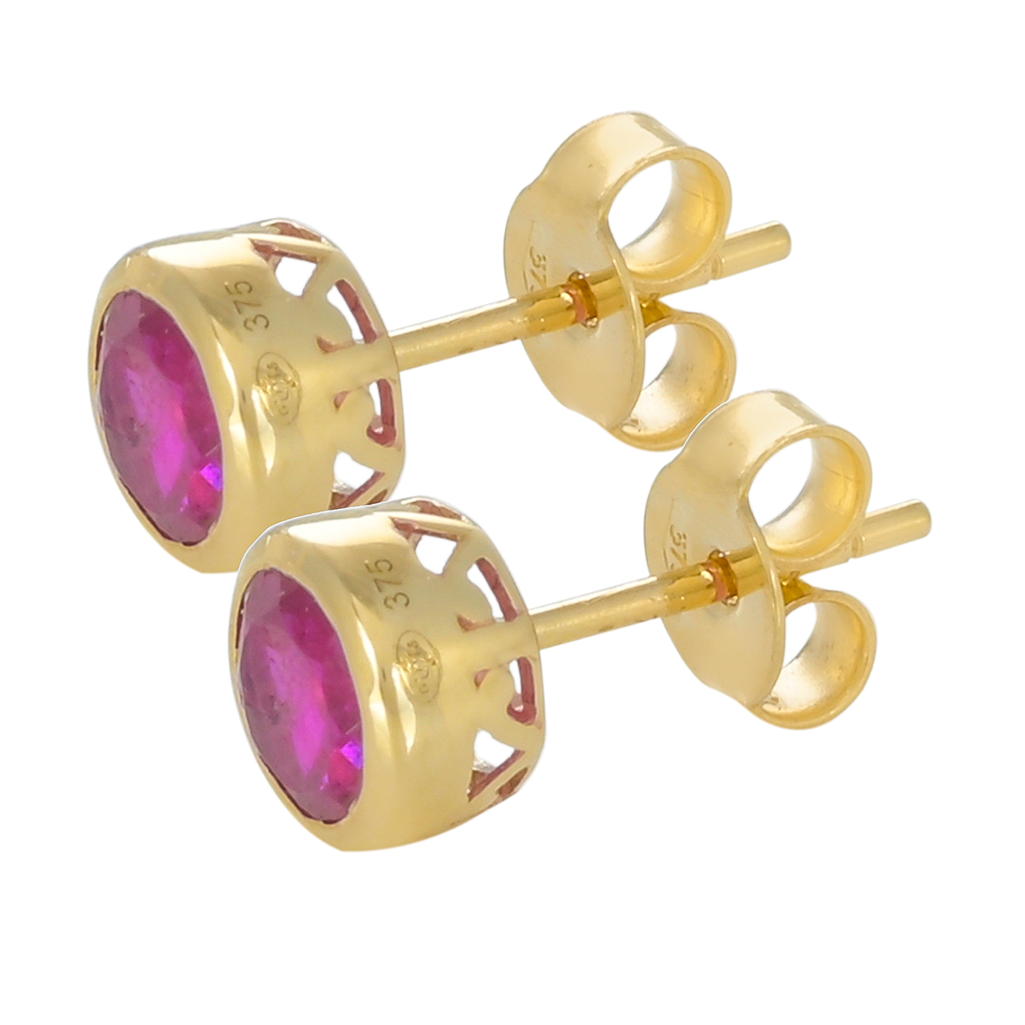 Boucles d'oreilles en or 9 carats, Rubis BeauReal en pierres naturelles