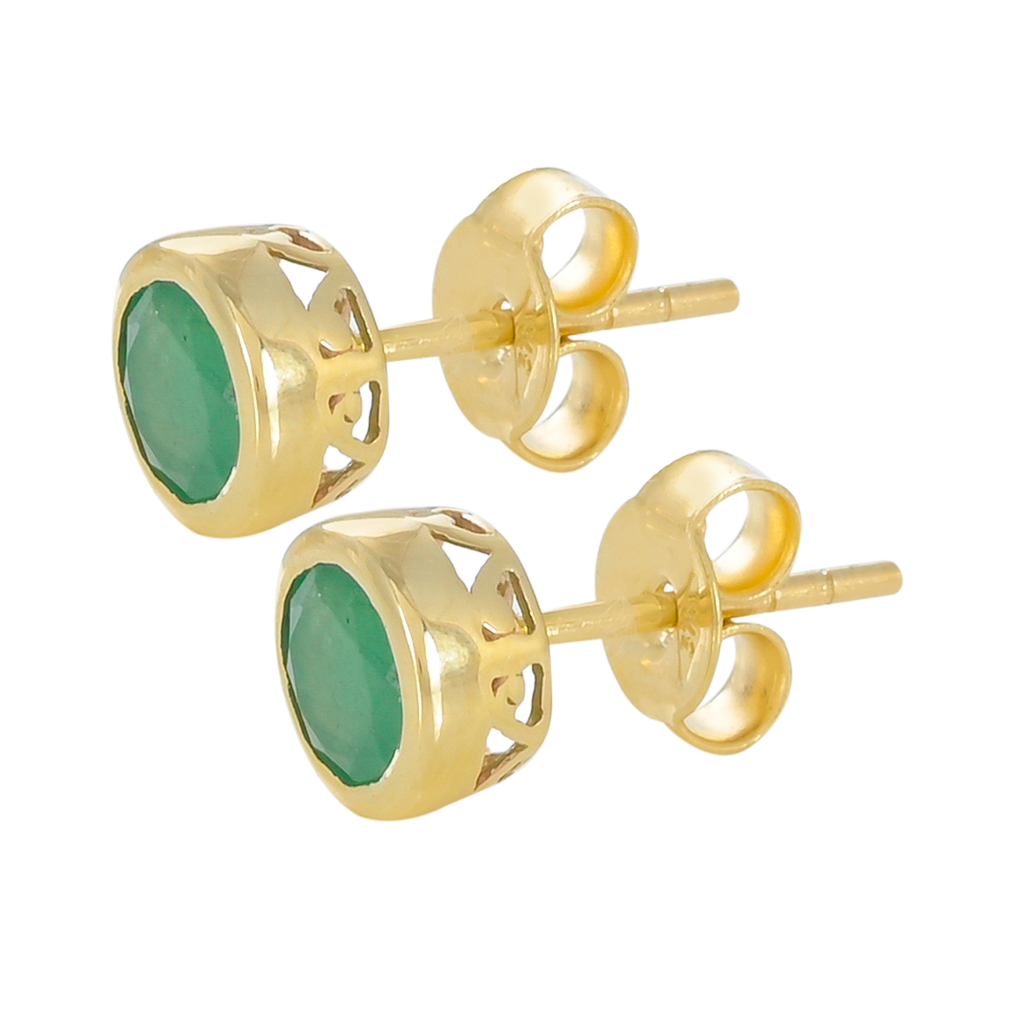 Boucles d'oreilles en or 9 carats, Emeraude BeauReal en pierres naturelles