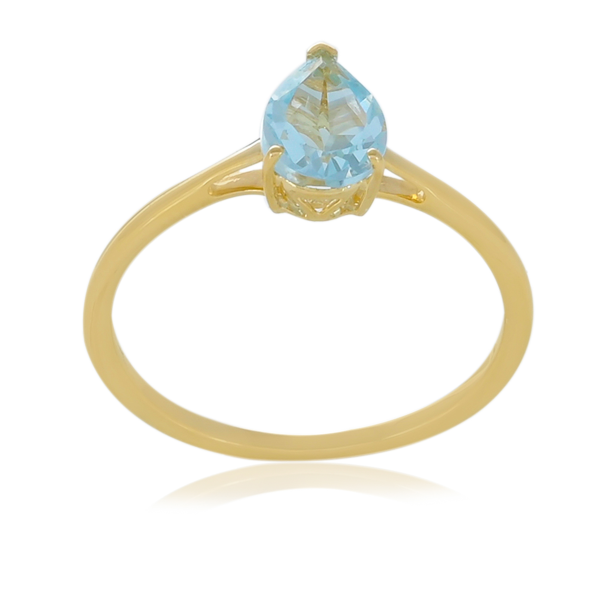 Bague en or 9 carats, Topaze Bleue BeauReal en pierres naturelles