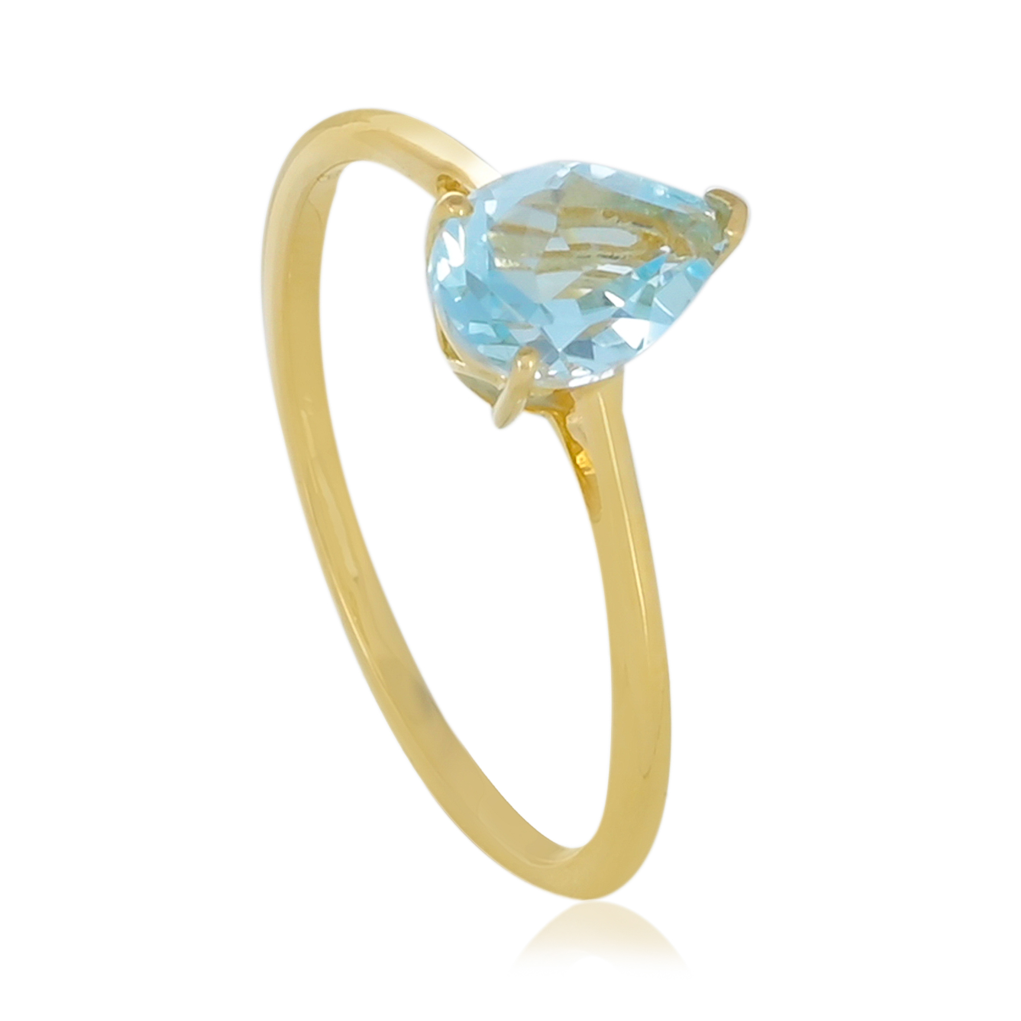 Bague en or 9 carats, Topaze Bleue BeauReal en pierres naturelles