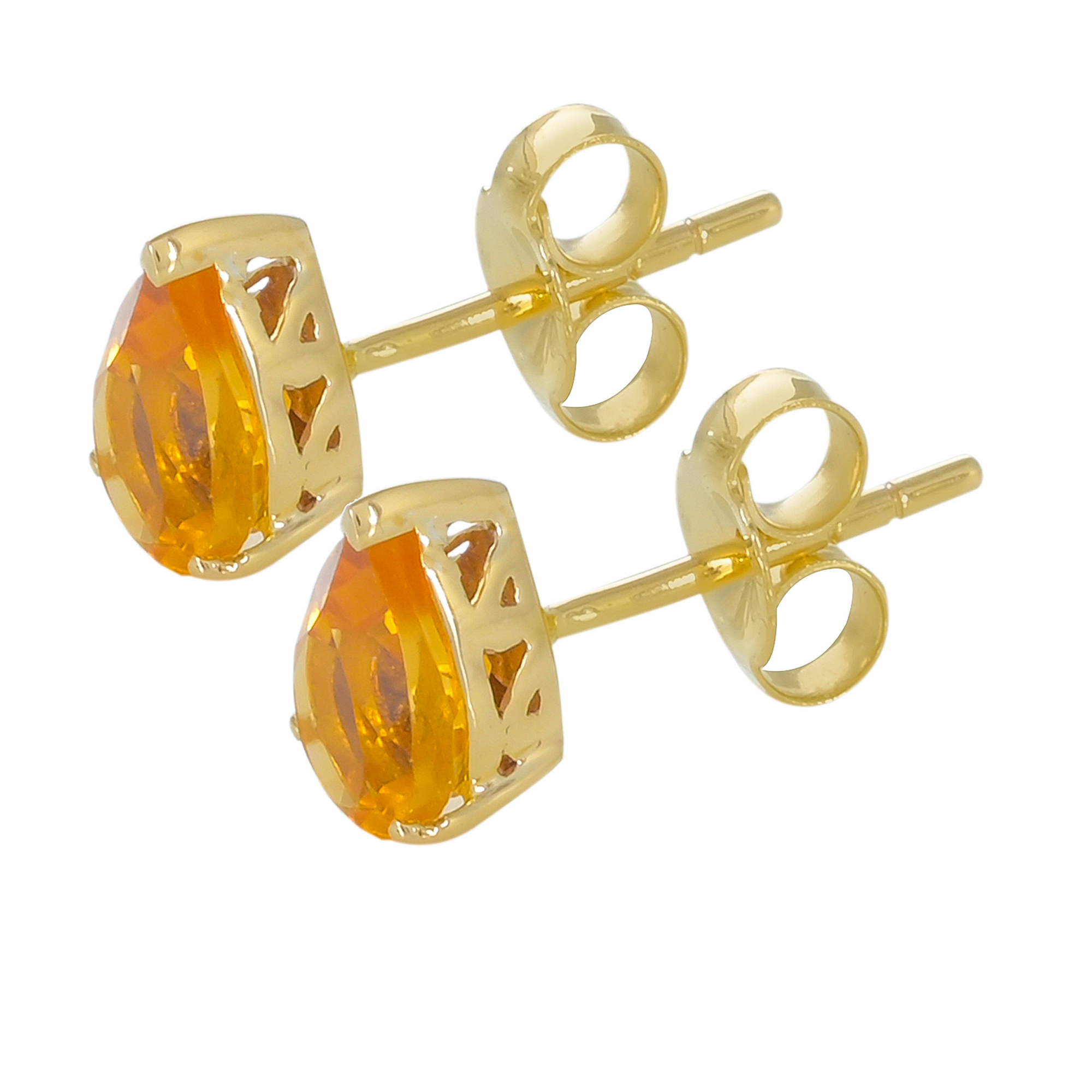 Boucles d'oreilles en or 18 carats, Citrine BeauReal en pierres naturelles