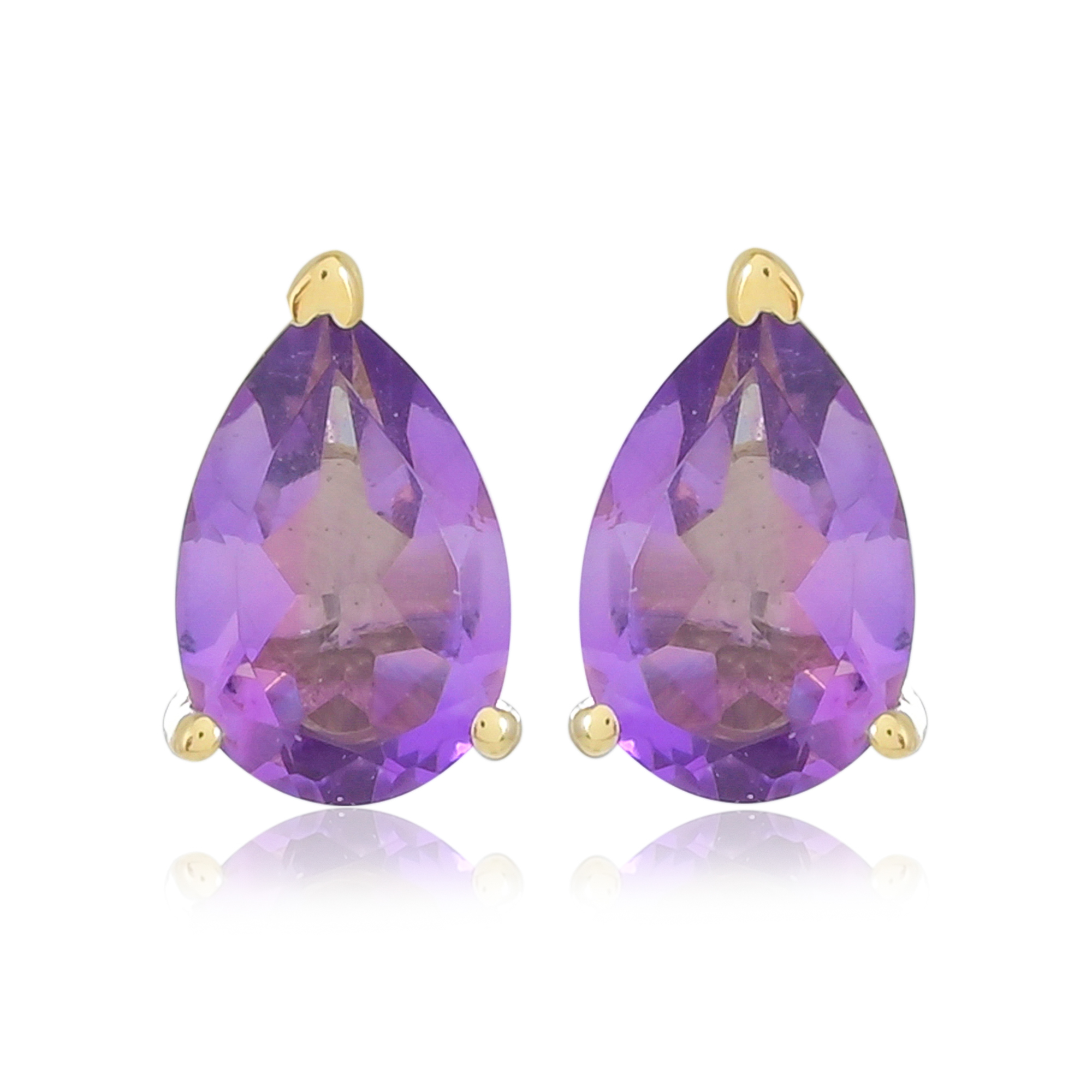 Boucles d'oreilles en or 18 carats, Amethyste BeauReal en pierres naturelles