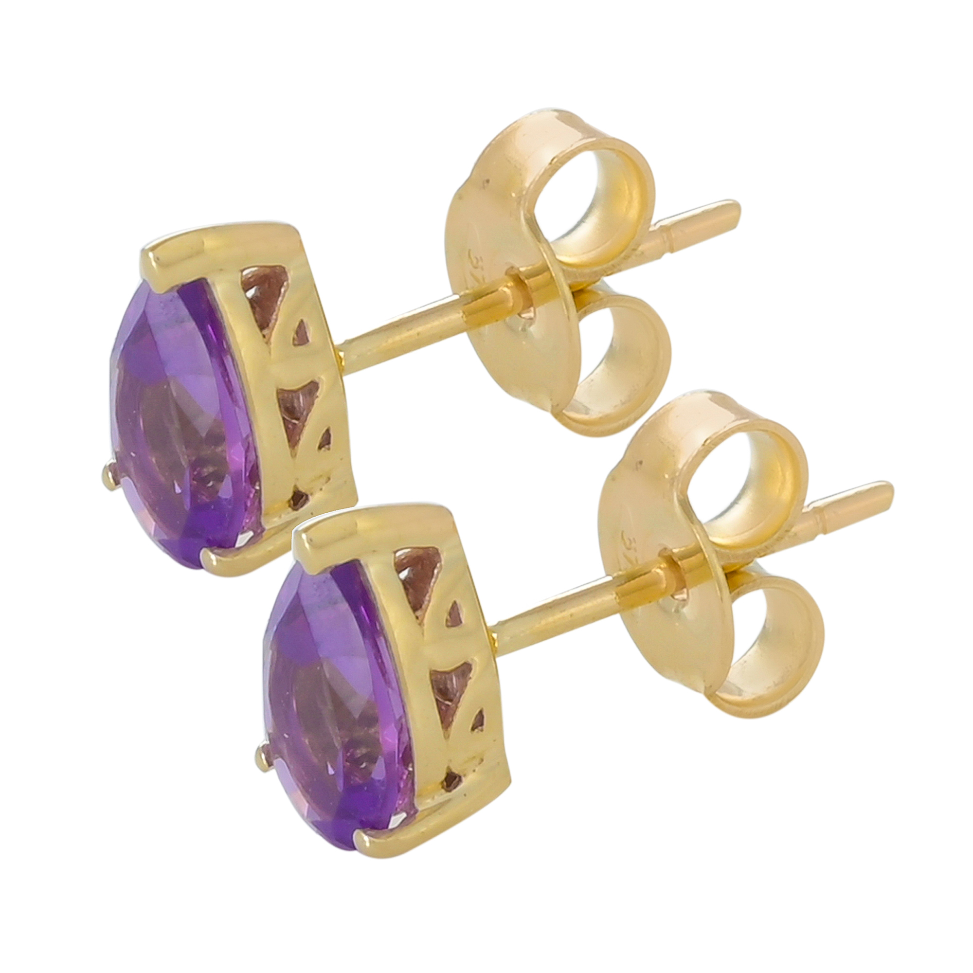 Boucles d'oreilles en or 9 carats, Amethyste BeauReal en pierres naturelles