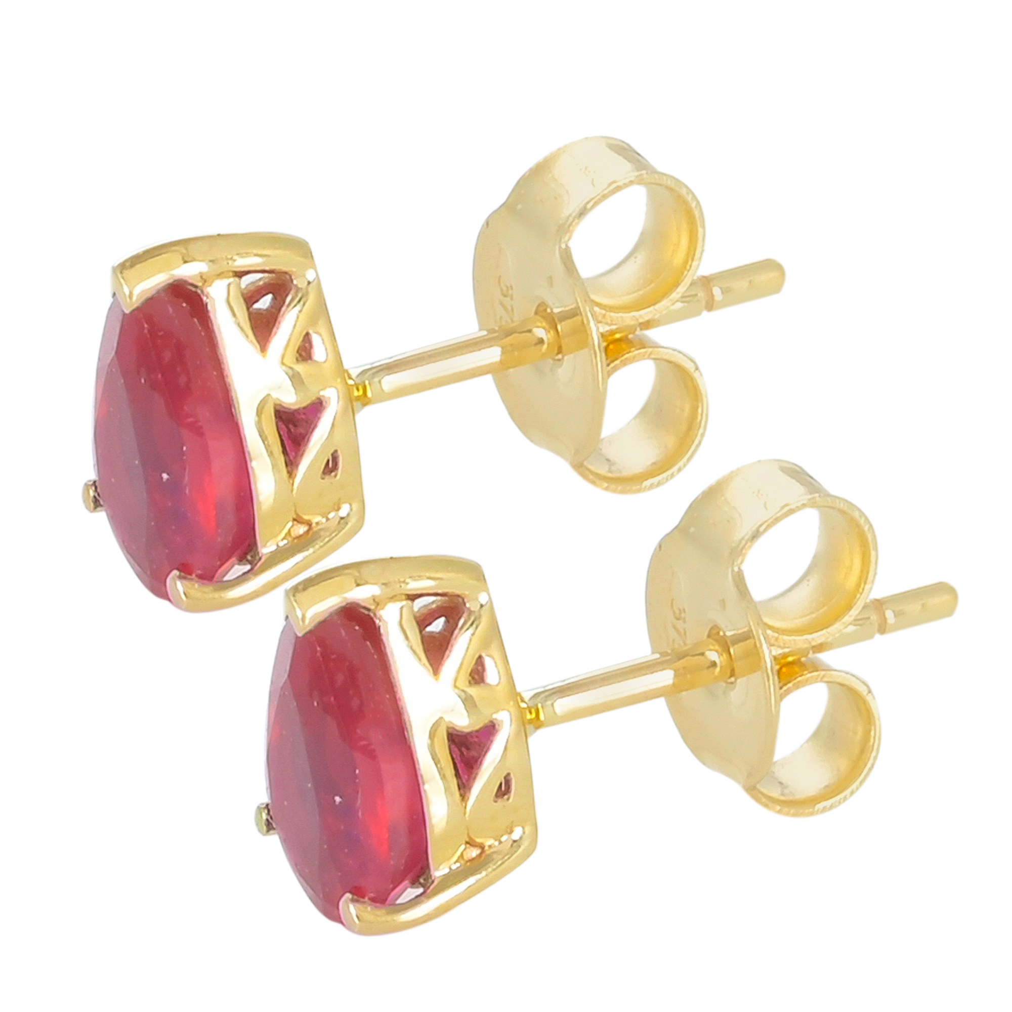 Boucles d'oreilles en or 9 carats, Grenat BeauReal en pierres naturelles