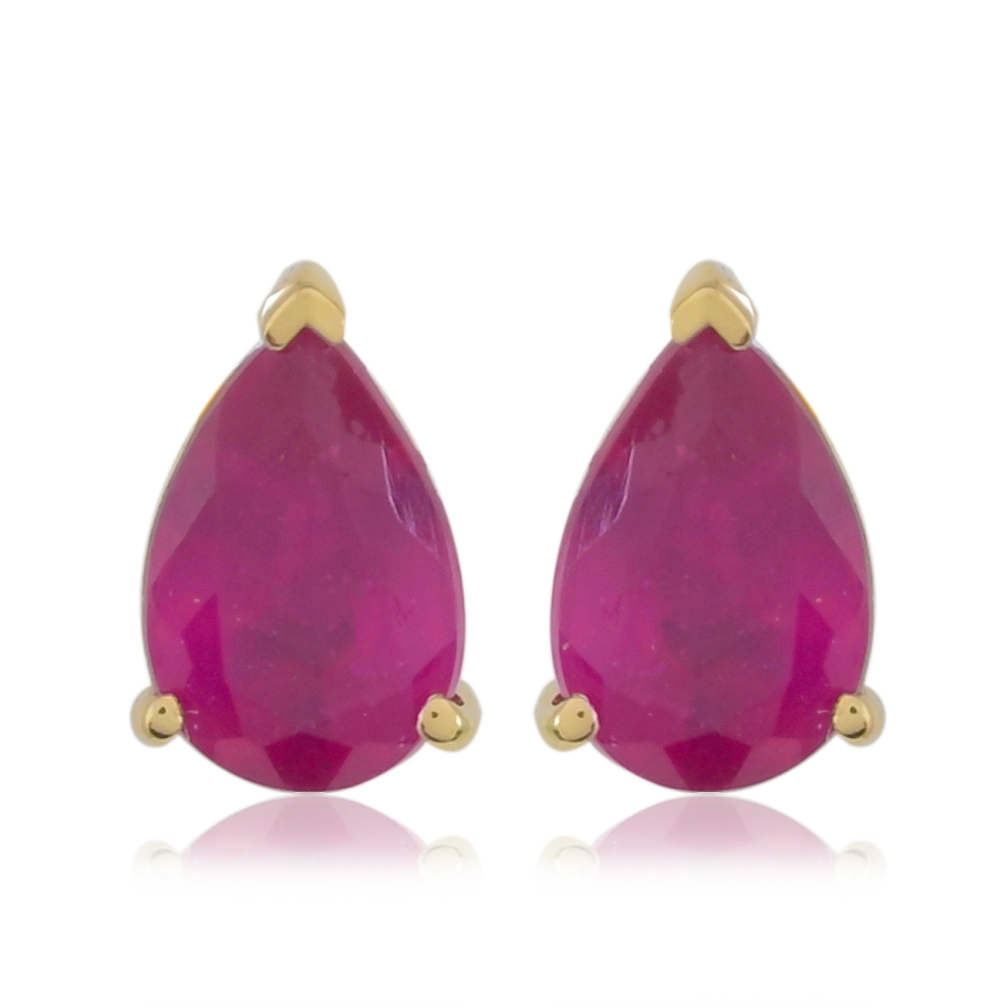 Boucles d'oreilles en or 18 carats, Rubis BeauReal en pierres naturelles