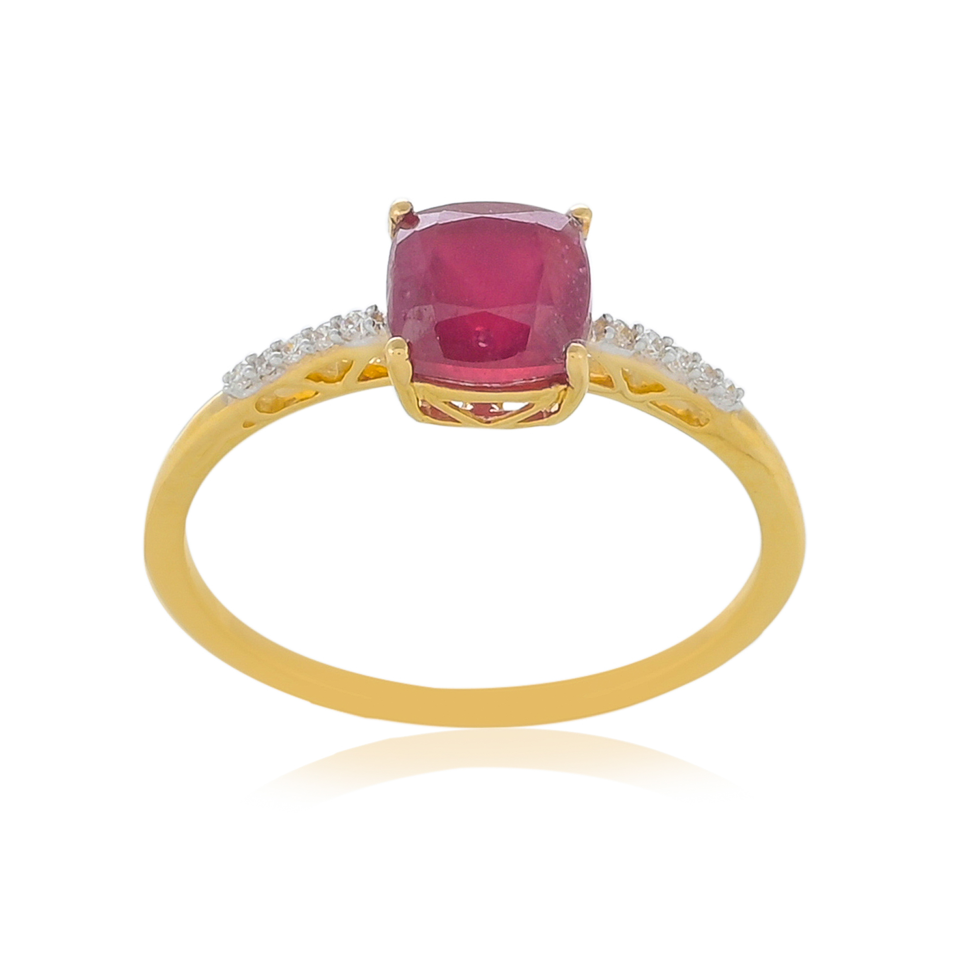 Bague en or 9 carats, en pierres naturelles Rubis et Diamants BeauReal