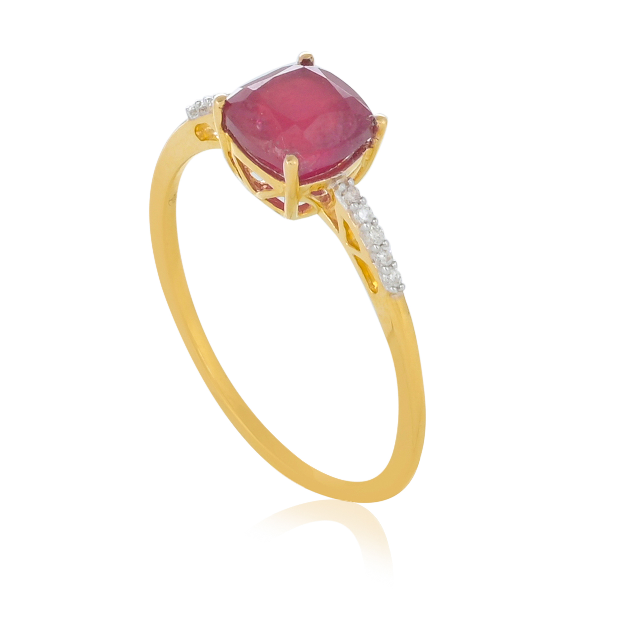 Bague en or 9 carats, en pierres naturelles Rubis et Diamants BeauReal