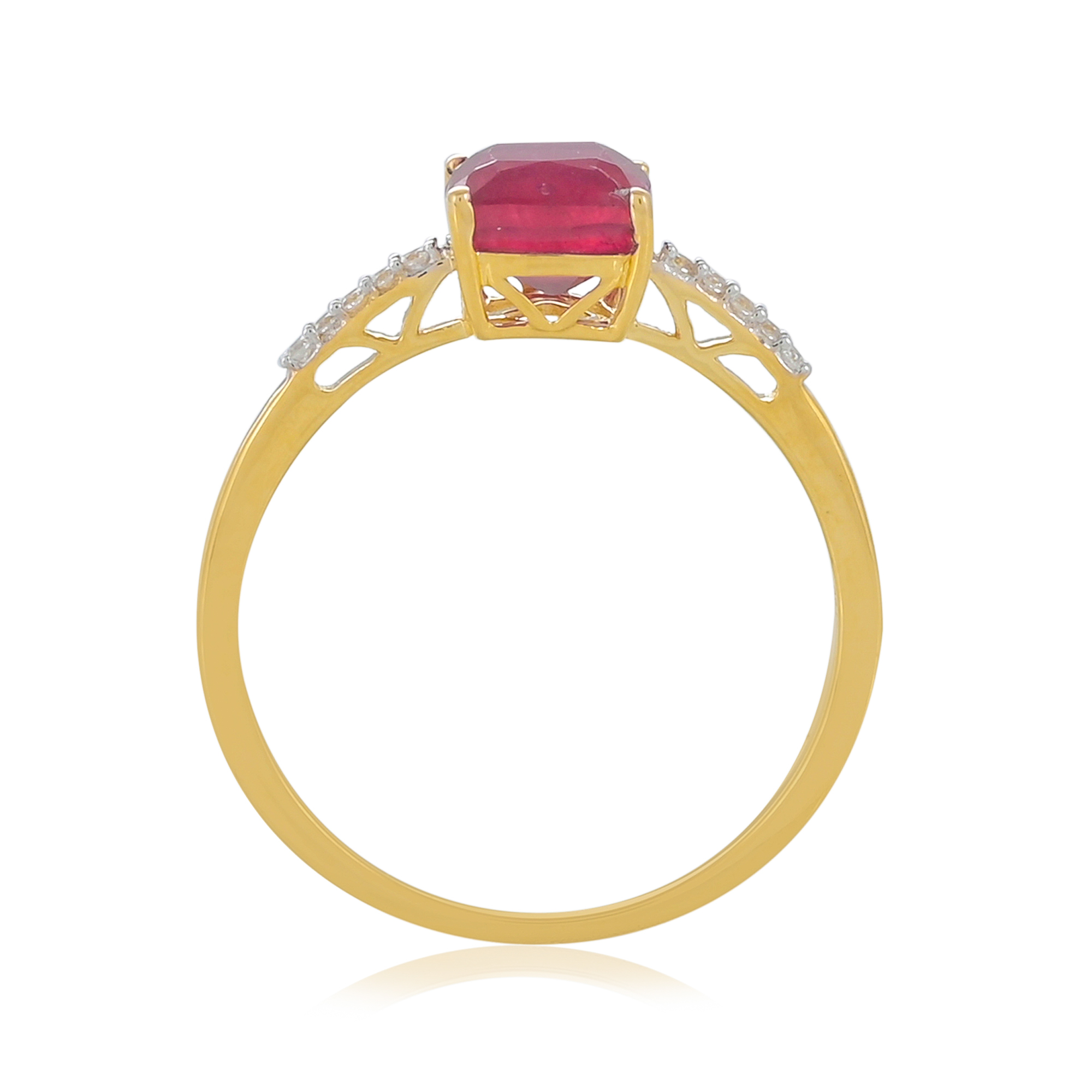 Bague en or 9 carats, en pierres naturelles Rubis et Diamants BeauReal